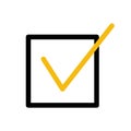 Check mark symbol icon tick vector illustration choice vote. Correct check mark approved green button. Yes or right checkmark box