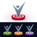 Check mark on target board. 3d shiny icons. Vector illustration. Royalty Free Stock Photo