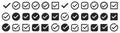 Check mark, tick and cross button, x mark, approved symbol isolated, check box with sign set