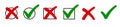 Check Mark, Tick And Cross Signs, Green Checkmark OK And Red X Icons, Symbols YES And NO Button For Vote, Decision