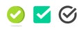Check mark tick green logo 3d vector pictogram image clipart, checkmark checkbox simple line outline art list element, correct