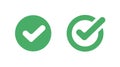 Check mark tick icon green vector graphic pictogram, simple right checkmark approve correct sign, ok passed confirm symbol, yes