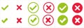 Check mark and x set icon. Simple web buttons. Checkmarks and x or confirm. Round checkmark Royalty Free Stock Photo