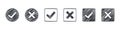 Check marks. Drawn icons of check marks. Checkbox icons and sketch check marks signs. Vector illustration Royalty Free Stock Photo