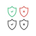 Shield Check Mark Icon Set. Vector Illustration