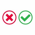 Check mark icon signs vector illustration. Yes or no, right and wrong flat design version of check mark buttons. Royalty Free Stock Photo