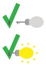 Check marks with keyholes and light bulb key unlocking Royalty Free Stock Photo