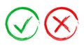 Check marks tick and cross icon. Vector illustration on white ba Royalty Free Stock Photo