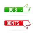 check marks ui button with dos and donts. flat simple style trend modern red and green checkmark. Royalty Free Stock Photo