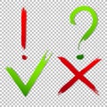 Check marks ui and question button with dos and donts. flat simple style trend modern red and green checkmark Royalty Free Stock Photo