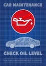 Check motor oil level vector illustration Royalty Free Stock Photo