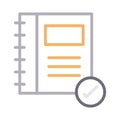 Check notebook thin color line vector icon Royalty Free Stock Photo