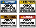 Check Oil Before Operating Label Sign On White Background