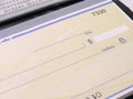 Check in open checkbook Royalty Free Stock Photo