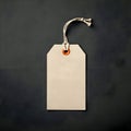 AI-Generated Blank Light Beige Tag with Light Beige String and Orange Ring Royalty Free Stock Photo