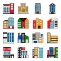 Pack of Buildings and Edifice Flat Icons Royalty Free Stock Photo
