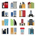 Pack of Buildings and Towers Flat Icons Royalty Free Stock Photo