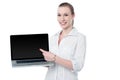 Check out brand new laptop in market for sale Royalty Free Stock Photo