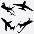 Jet Airplane Silhouette Vector Illustration Set