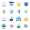 Pack of Cloud Hosting Flat Icons Royalty Free Stock Photo