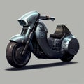 black moped with gunmetal silver accents