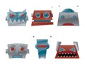 Retro Robot Head Vector Graphic Icon Set