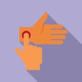 Check palpitating finger icon flat vector. Anatomy heart beat