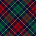 Check pattern Christmas in red, green, yellow, navy blue. Seamless dark multicolored winter tartan plaid for flannel shirt. Royalty Free Stock Photo