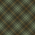 Check pattern for flannel in green and brown. Seamless herringbone textured autumn winter tartan check plaid vector background. Royalty Free Stock Photo