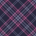 Check pattern herringbone in blue, pink, purple. Seamless dark tartan check graphic vector for menswear and womenswear flannel. Royalty Free Stock Photo