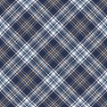 Check Pattern Herringbone In Blue, Soft Yellow, White. Seamless Tartan Plaid Background Graphic Vector Texture For Skirt, Throw.