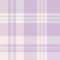 Check pattern herringbone in pastel purple lilac and off white. Vector seamless large simple tartan plaid vector for flannel shirt