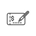 Check and pen finance bank money icon thick line Royalty Free Stock Photo