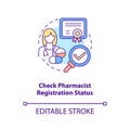 Check pharmacist registration status concept icon