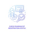 Check pharmacist registration status concept icon