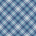 Check plaid pattern in blue, turquoise green, white. Seamless textured classic herringbone tartan check background for spring. Royalty Free Stock Photo