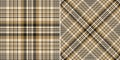 Check plaid pattern glen in gold, beige, black. Seamless neutral tweed tartan illustration vector for skirt, blanket, throw, duvet Royalty Free Stock Photo