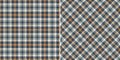 Check plaid pattern in grey, brown, beige. Seamless small abstract textured neutral Scottish tartan tweed vector for spring autumn