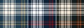 Check plaid pattern set in navy blue, red, gold, black, orange, beige. Seamless classic herringbone tartan check for flannel shirt Royalty Free Stock Photo