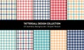 Check plaid pattern set. Summer tattersall in navy blue, green, red, yellow, off white for multicolored windowpane.