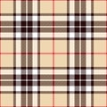 Check plaid pattern Thomson tartan in beige, red, white, brown. Seamless classic Scottish tartan vector for spring.