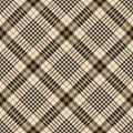 Check plaid pattern tweed in gold, black, beige for spring autumn winter. Seamless diagonal neutral tartan vector graphic. Royalty Free Stock Photo