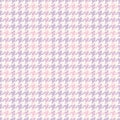 Check plaid pattern tweed in pastel lilac, pink, off white. Seamless pixel textured small light houndstooth tartan for dress.