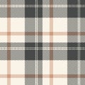 Check plaid pattern vector in grey, orange, beige. Seamless herringbone textured plaid graphic.