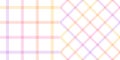 Check plaid pattern windowpane for spring summer. Simple pastel graphic background in gradient purple, pink, orange, yellow. Royalty Free Stock Photo