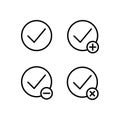 check, plus, check, minus sign icons. Element of outline button icons. Thin line icon for website design and development, app