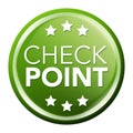 Check point badge with stars on white background