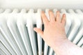 Check radiator temperature domestic heater with hand