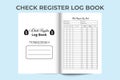 Check register KDP interior journal. Balance checkbook and transaction tracker. KDP interior journal. Check register log book and Royalty Free Stock Photo