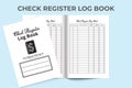 Check Register log book KDP interior. Bank balance tracker and transaction checker notebook. KDP interior Log Book. Check register Royalty Free Stock Photo